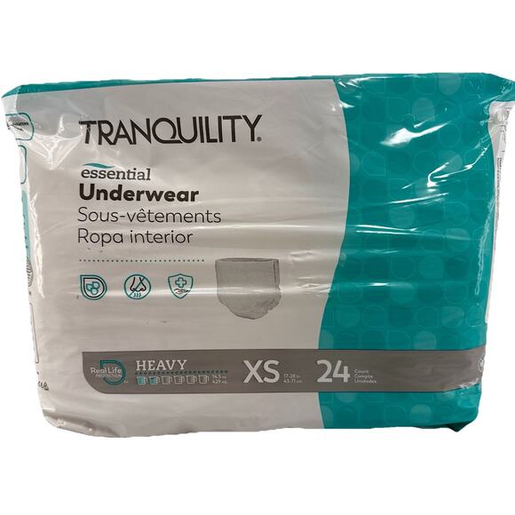 Disposable Underwear Tranquility X-Small Heavy 24 Ct Youth Lg 17-28" FREE Ship! - Picture 1 of 7
